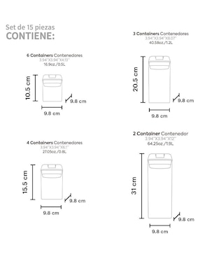 Set contenedores Agbox de acrílico 15 piezas