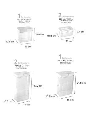 Set contenedores Agbox de acrílico 6 piezas