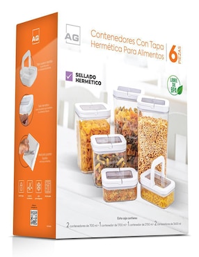 Set contenedores Agbox de acrílico 6 piezas