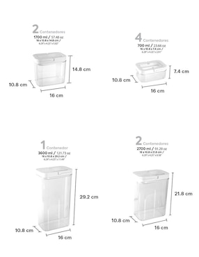Set contenedores Agbox de acrílico 9 piezas