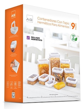 Set contenedores Agbox de acrílico 9 piezas