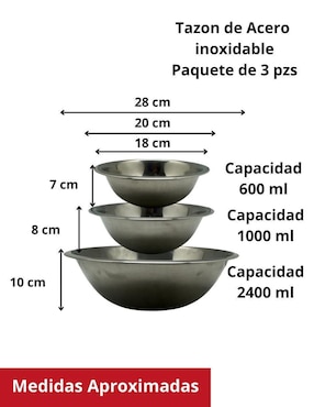 Set bowl Royal Haus 3 piezas de acero inoxidable