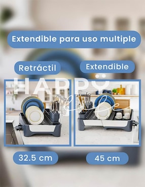 Escurridor de trastes happy life expandible de plástico