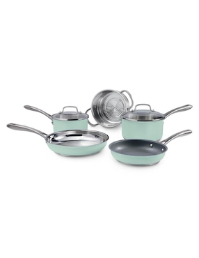 Batería de cocina Cuisinart de acero inoxidable antiadherente cerámica 7 piezas