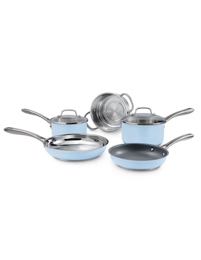 Batería de cocina Cuisinart de acero inoxidable antiadherente cerámica 7 piezas