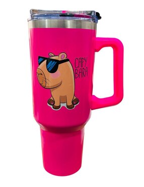 Termo Macarena Brand de acero inoxidable Capybara Edition con tapa push pull 1.2 L