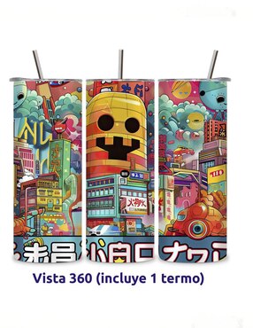 Termo Étter de acero inoxidable Korean con tapa a presión 600 ml