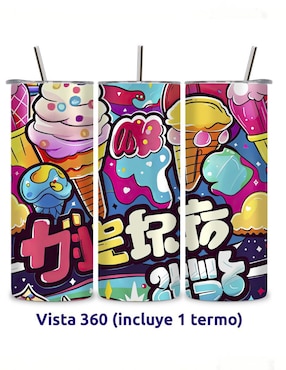 Termo Étter de acero inoxidable Korean con tapa a presión 600 ml