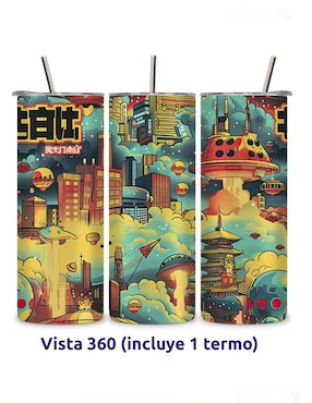 Termo Étter de acero inoxidable Korean con tapa a presión 600 ml