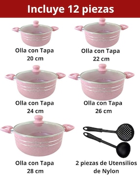Batería de cocina Cooks Master de aluminio antiadherente minerales naturales 12 piezas