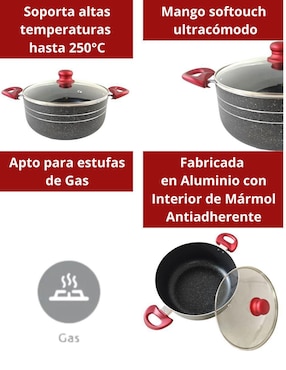 Batería de cocina Cooks Master de aluminio antiadherente minerales naturales 12 piezas