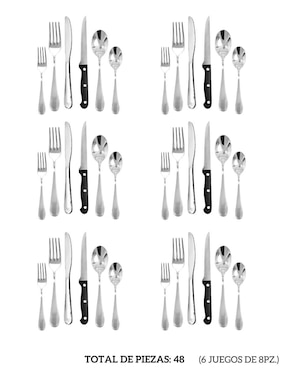 Set cubiertos Ecomlab de acero inoxidable 48 piezas