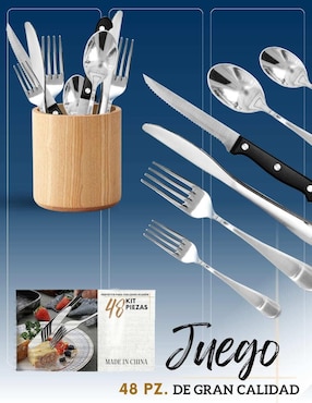 Set cubiertos Ecomlab de acero inoxidable 48 piezas