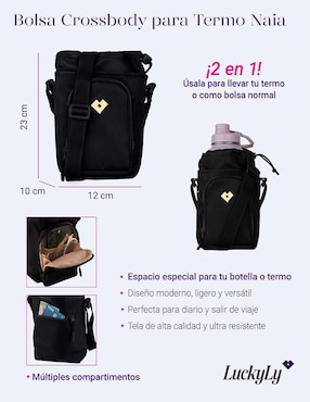Termo Luckyly de acero inoxidable iniciales con tapa rosca 1 L