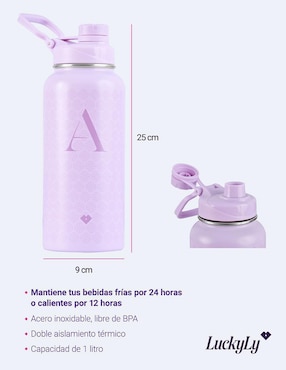 Termo Luckyly de acero inoxidable iniciales con tapa rosca 1 L