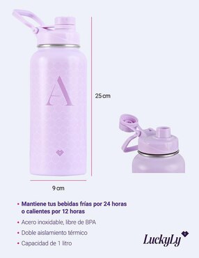 Termo Luckyly de acero inoxidable iniciales con tapa rosca 1 L