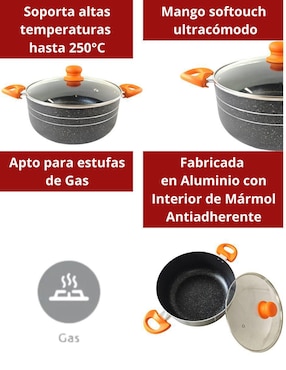 Batería de cocina Cooks Master de aluminio antiadherente minerales naturales 12 piezas
