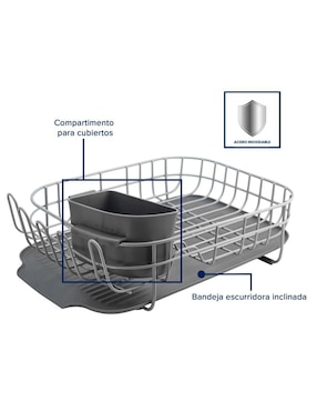Escurridor de trastes Kitchen Aid de acero inoxidable