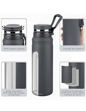 Termo Xtellar de acero inoxidable con tapa rosca 1 L