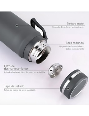 Termo Xtellar de acero inoxidable con tapa rosca 1 L