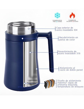 Termo Xtellar de acero inoxidable con tapa rosca 470 ml