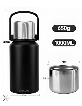 Termo Xtellar de acero inoxidable con tapa rosca 1 L