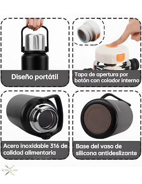 Termo Xtellar de acero inoxidable con tapa rosca 1 L
