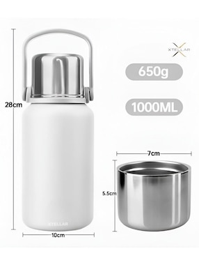 Termo Xtellar de acero inoxidable con tapa rosca 1 L