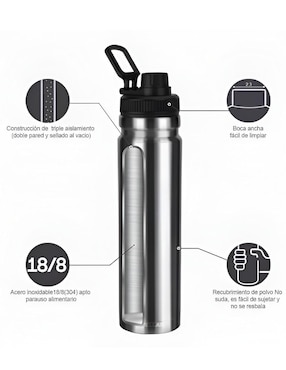 Termo Xtellar de acero inoxidable con tapa rosca 750 ml