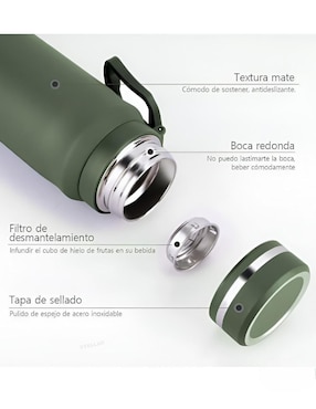 Termo Xtellar de acero inoxidable con tapa rosca 1 L