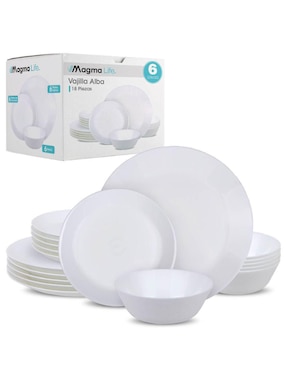 Vajilla cerrada Magma Life de porcelana para 6 personas