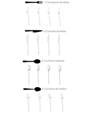 Set cubiertos Nuvó Montreal de acero inoxidable 16 piezas