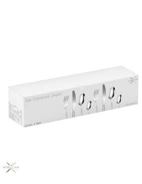 Set cubiertos Xtellar de acero inoxidable 24 piezas