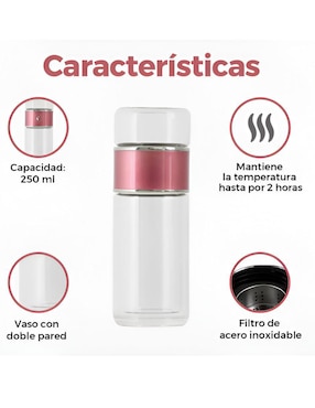 Termo infusor Xtellar de vidrio con tapa rosca 250 ml
