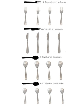 Set cubiertos Nuvó Estocolmo de acero inoxidable 16 piezas