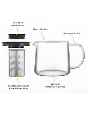 Tetera y taza Xtellar de vidrio