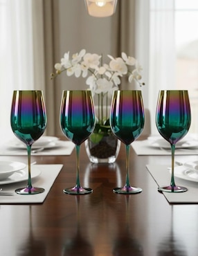 Set de copas para vino Ideen Arcoiris de cristal 4 piezas
