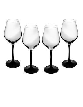 Set de copas para vino blanco Ideen Base Negra de cristal 4 piezas