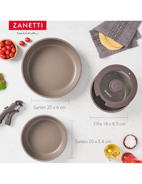 Batería de cocina Zanetti de aluminio antiadherente sin PFOA 17 piezas