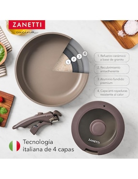 Batería de cocina Zanetti de aluminio antiadherente sin PFOA 17 piezas