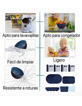 Vajilla infantil Xtellar de plástico para 4 personas