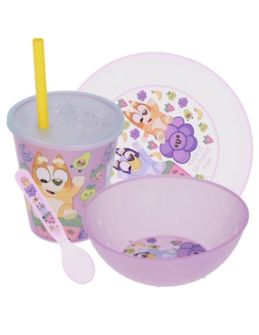 Vajilla infantil Stor bluey y bingo de plástico para 4 personas