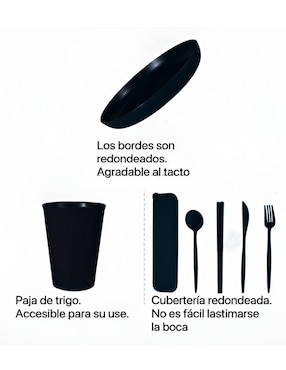 Vajilla cerrada Xtellar de bambú para 4 personas