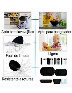 Vajilla cerrada Xtellar de bambú para 4 personas