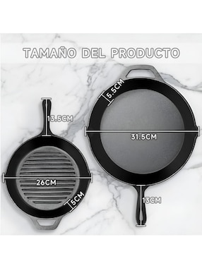 Set de sartenes Xtellar de hierro fundido 3 piezas