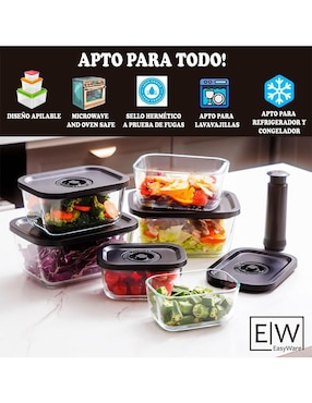 Set contenedores Easyware de vidrio 7 piezas
