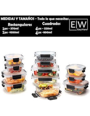 Set contenedores Easyware de vidrio 12 piezas