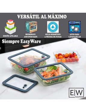 Set contenedores Easyware de vidrio 3 piezas