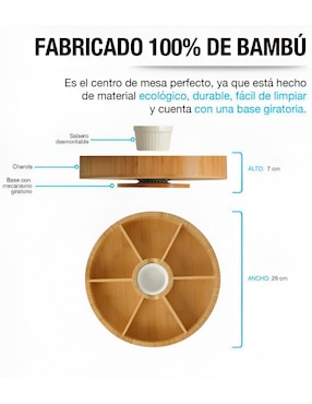 Botanero Xtellar Xtllar1027 de Bambú con 6 divisiones