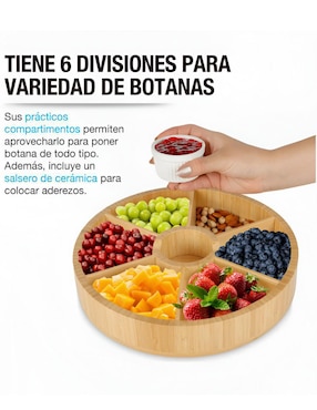 Botanero Xtellar Xtllar1027 de Bambú con 6 divisiones
